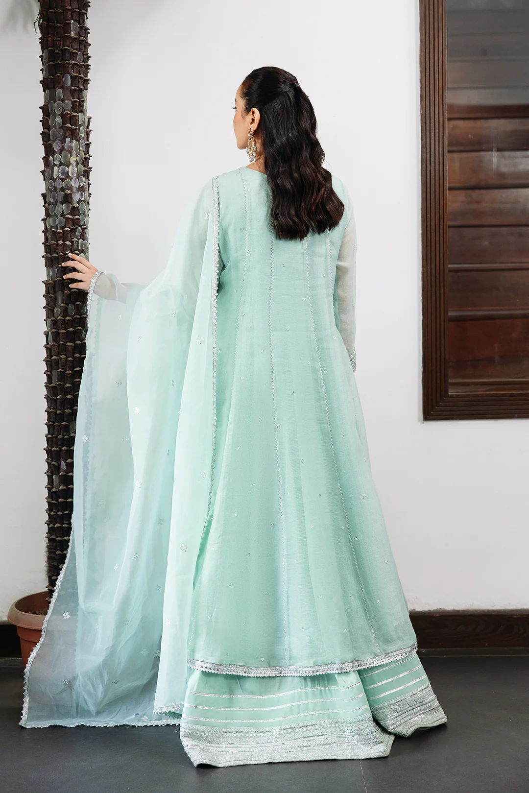 2 Piece - Embroidered Cotton Net Suit L1152 - Image 3