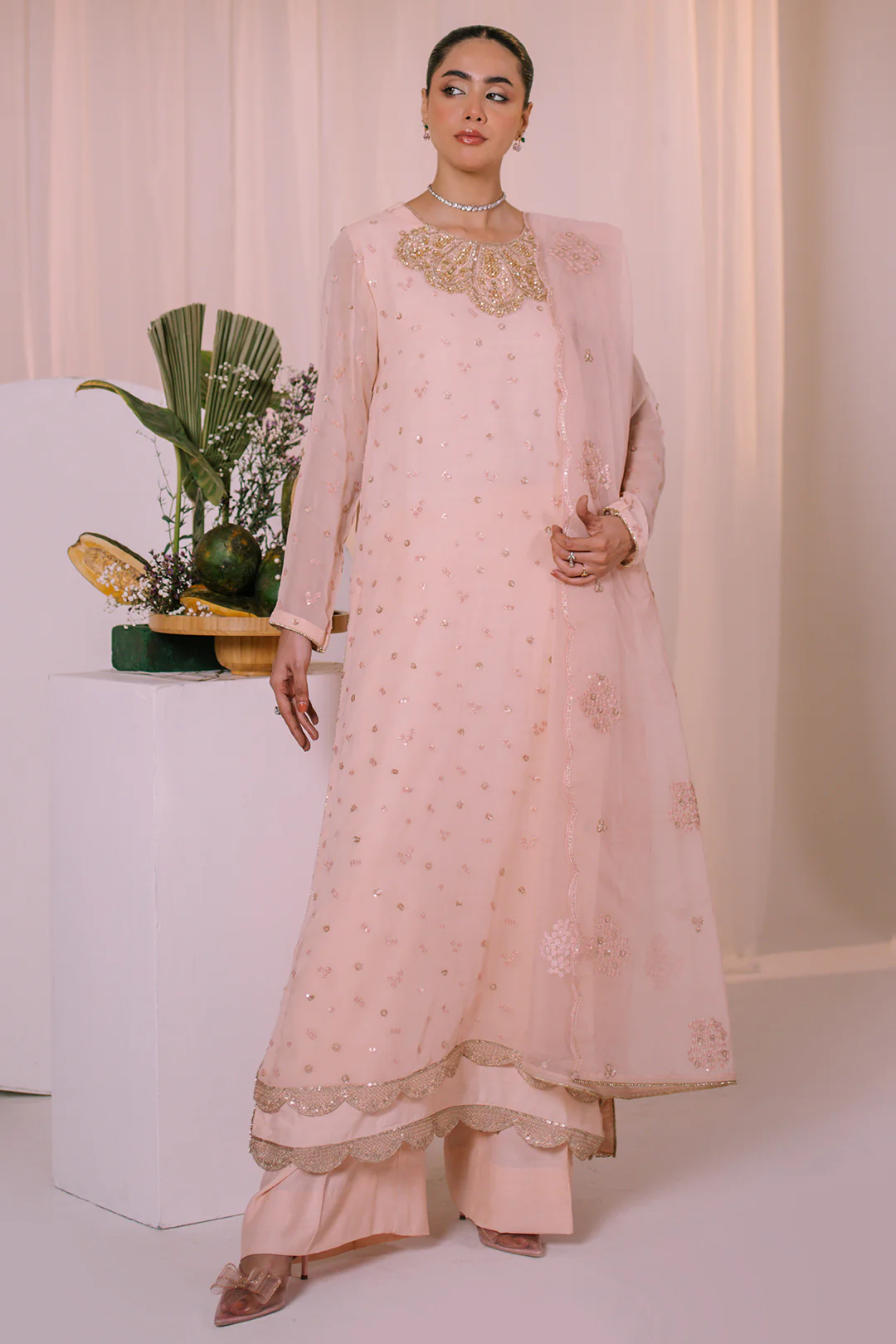 3 Piece - Embellished Chiffon Suit LFP1130 - Image 4