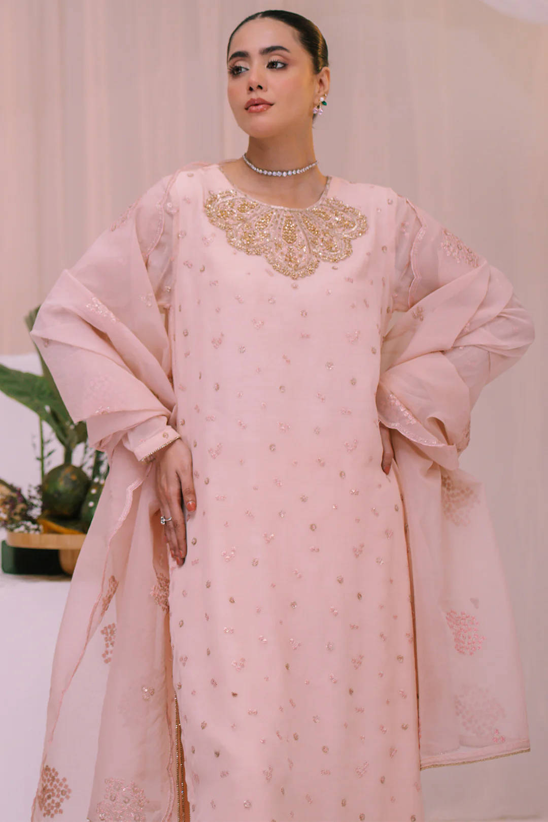 3 Piece - Embellished Chiffon Suit LFP1130 - Image 5