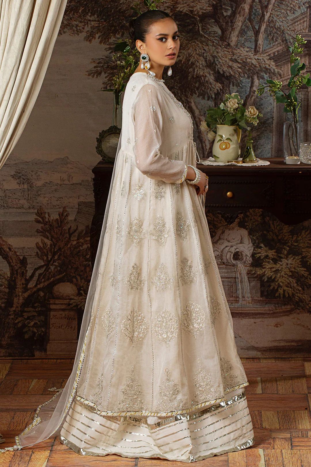 3 Piece - Embroidered Cotton Net Suit LFP1104 - Image 3