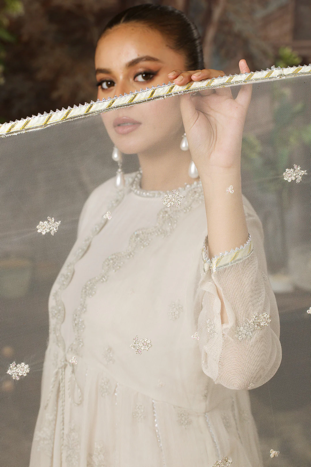 3 Piece - Embroidered Cotton Net Suit LFP1104 - Image 4