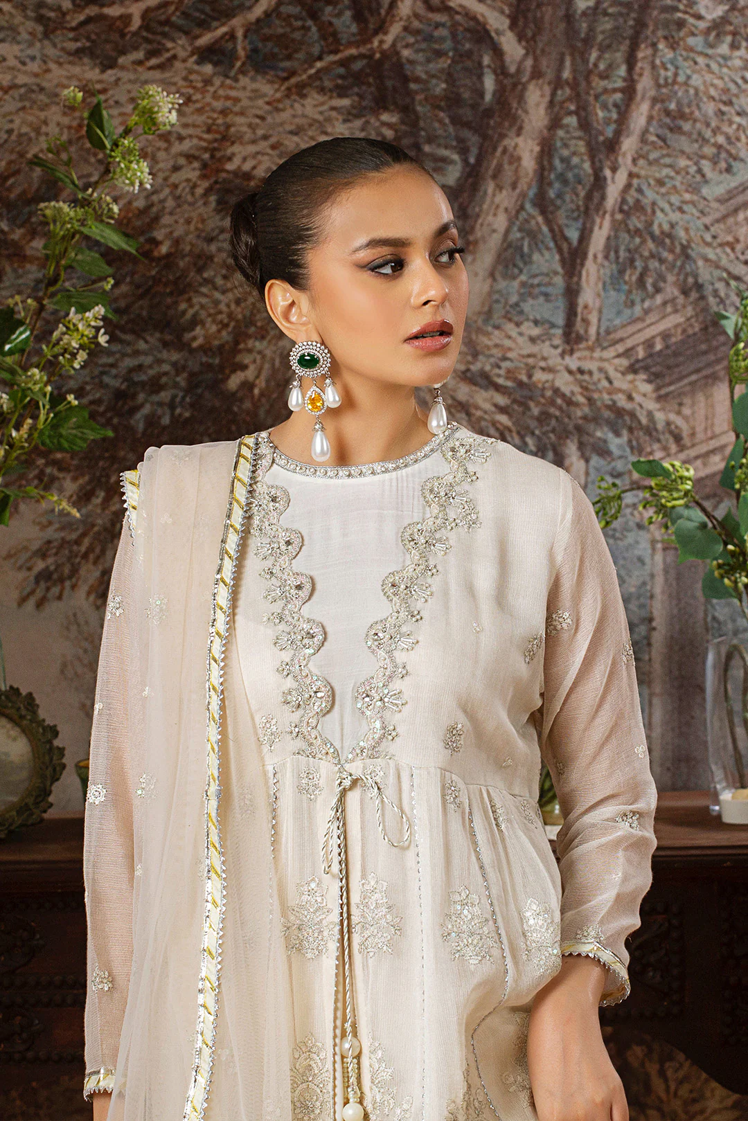3 Piece - Embroidered Cotton Net Suit LFP1104 - Image 5