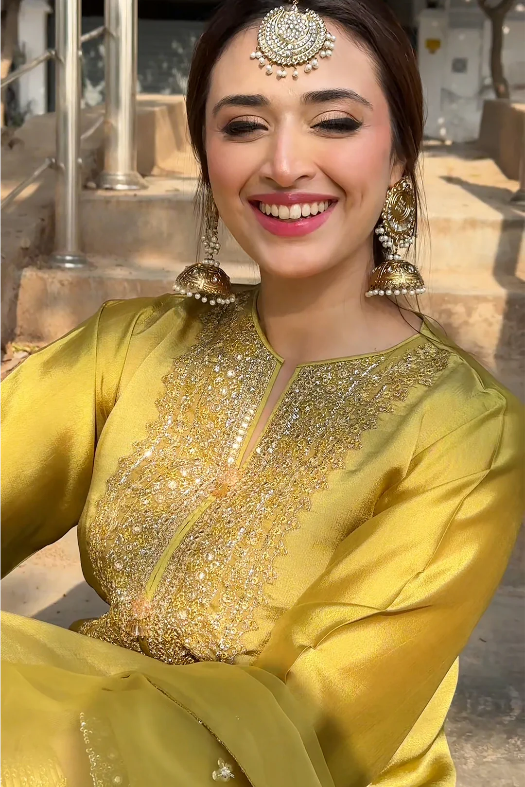 3 Piece - Embroidered Hand Embellished Premium Pure Silk Suit LFP1144 - Image 3