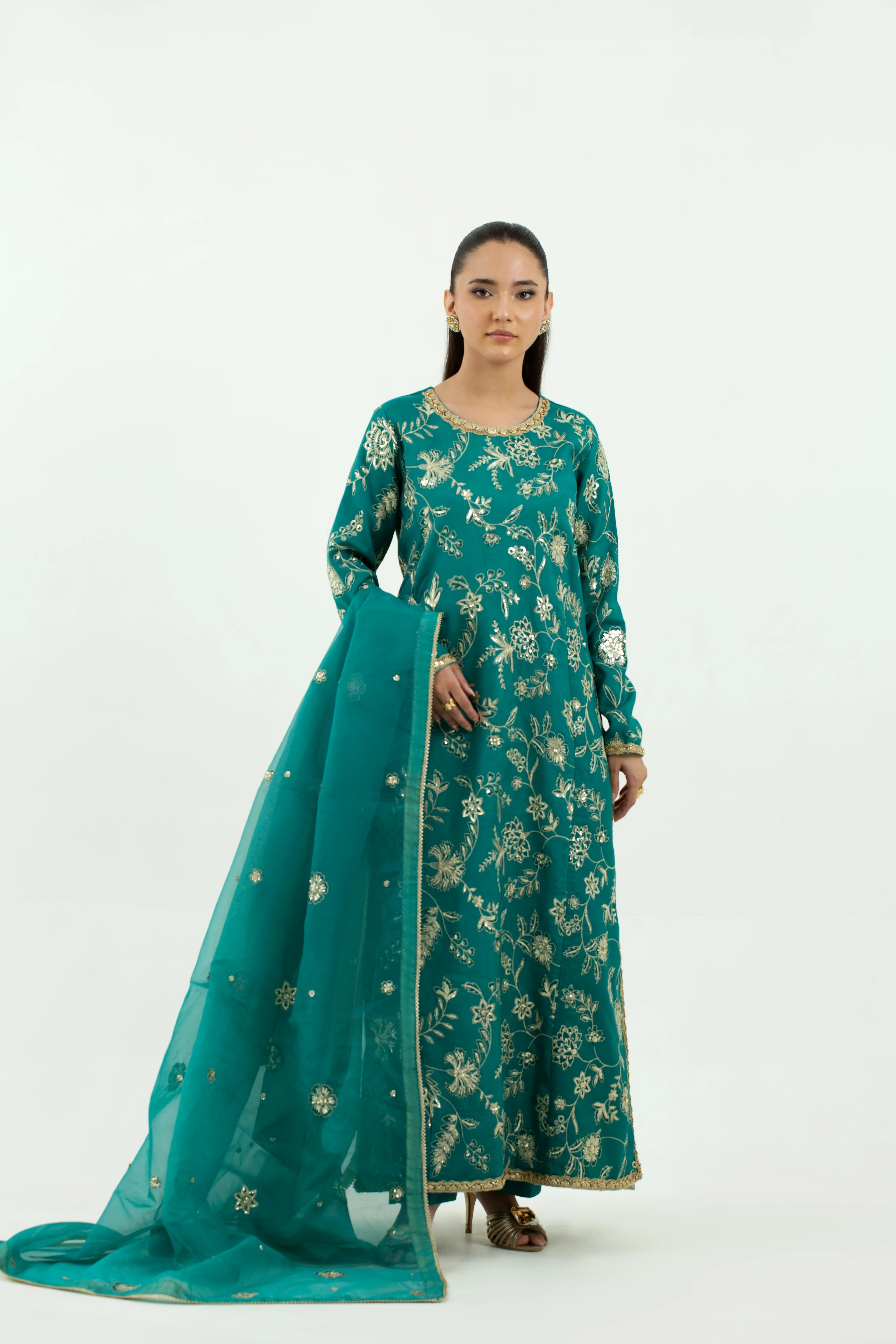 3 Piece - Embroidered Raw Silk Suit LFP1134 - Image 10