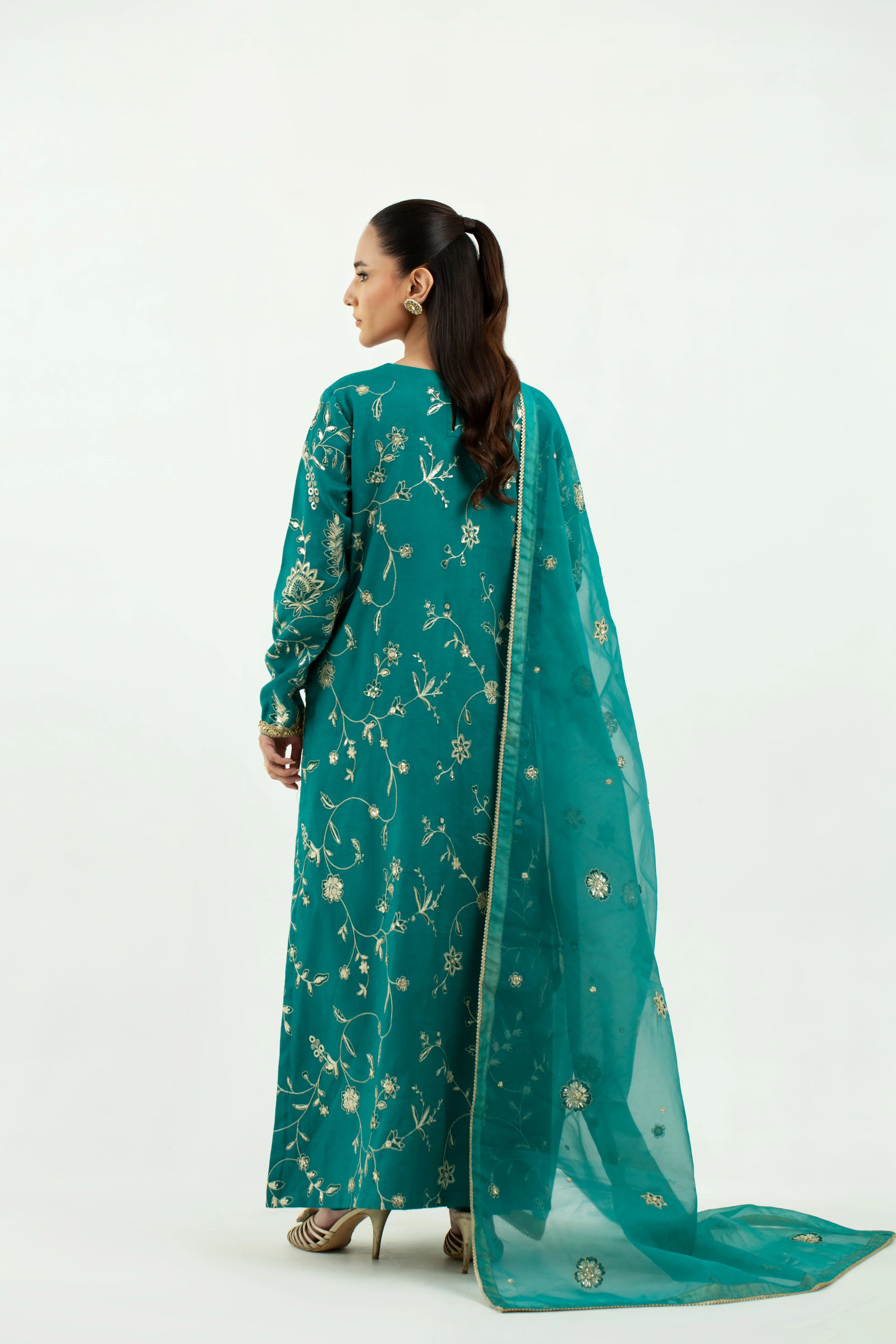 3 Piece - Embroidered Raw Silk Suit LFP1134 - Image 5