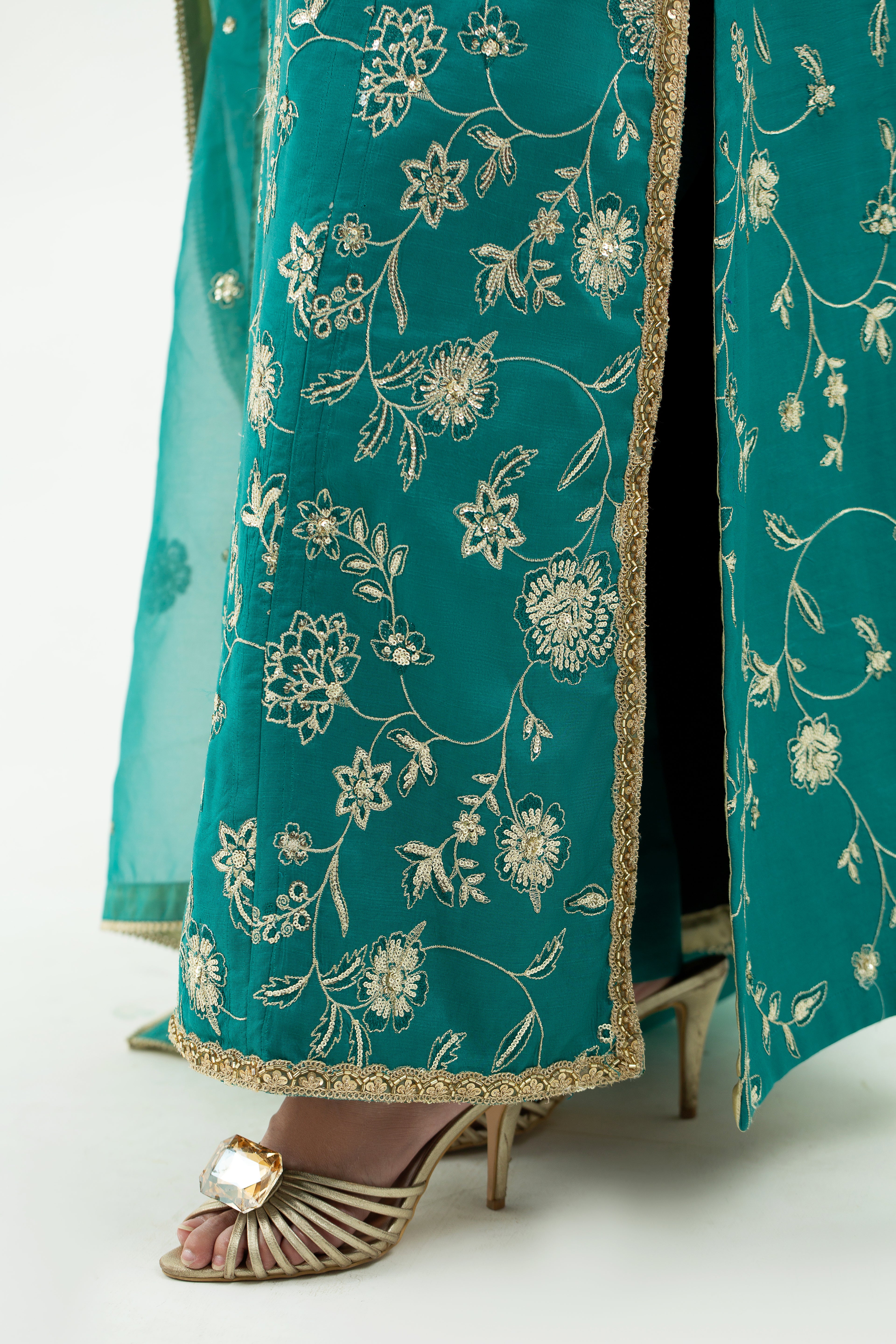 3 Piece - Embroidered Raw Silk Suit LFP1134 - Image 7