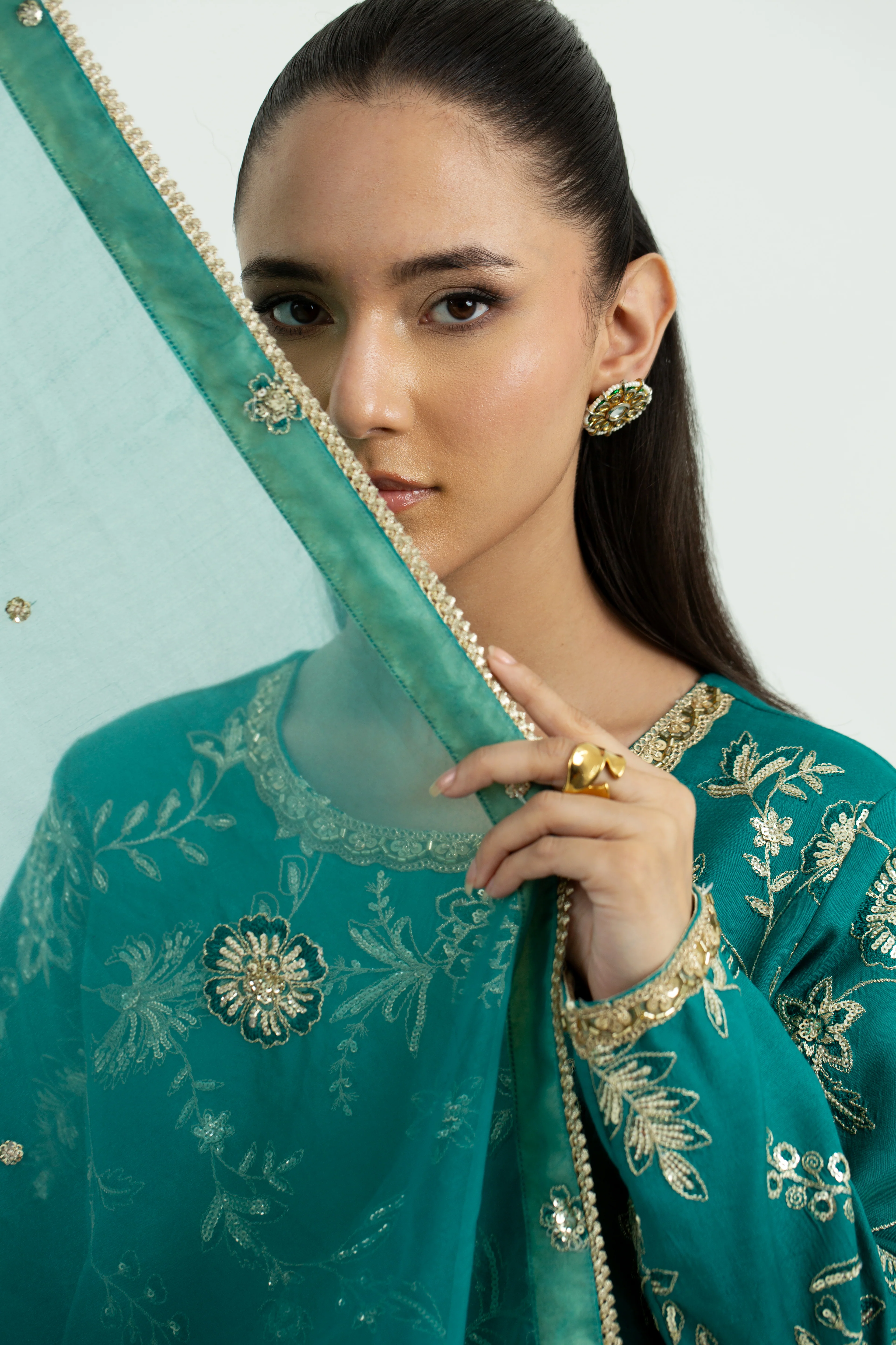 3 Piece - Embroidered Raw Silk Suit LFP1134 - Image 8