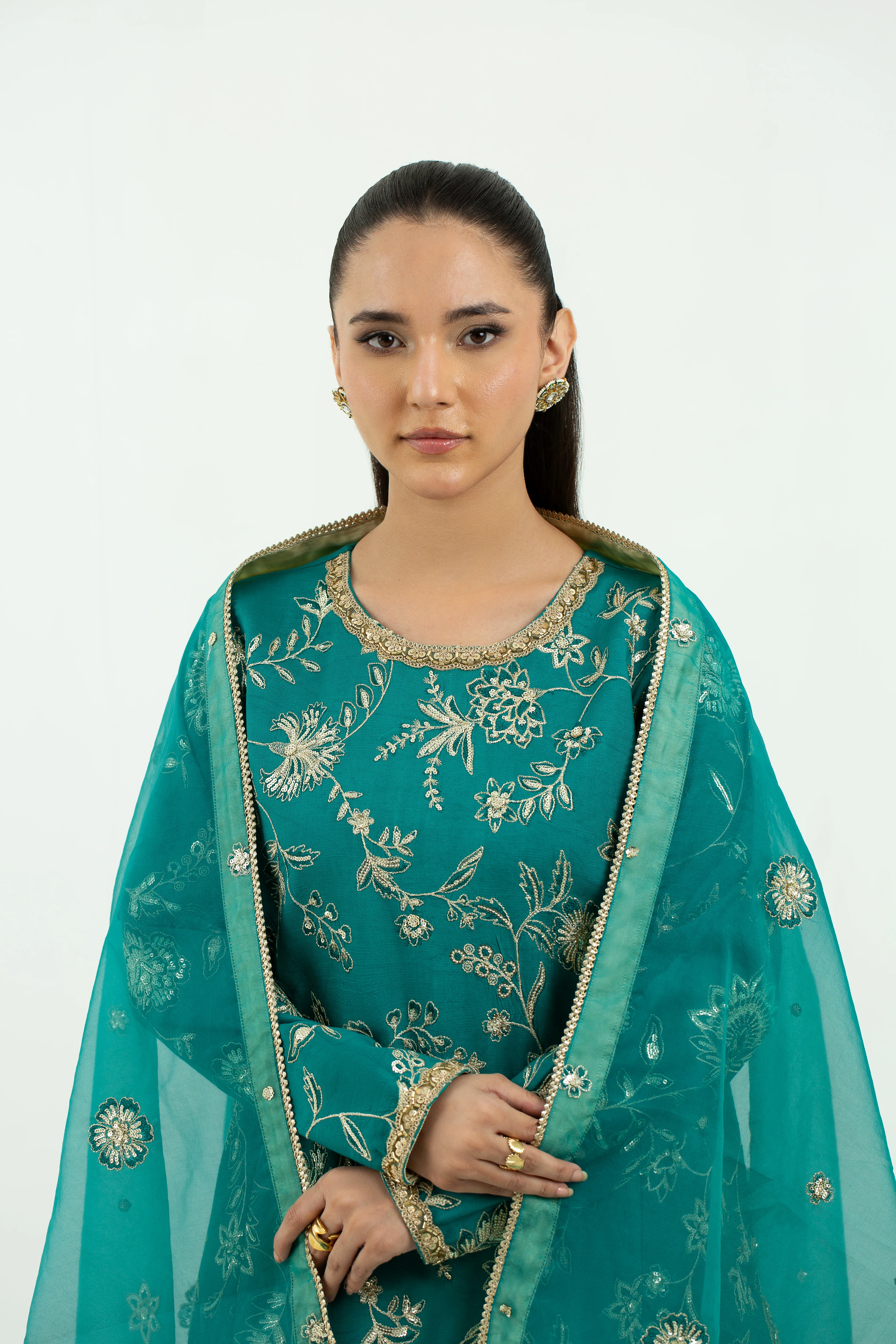 3 Piece - Embroidered Raw Silk Suit LFP1134 - Image 9
