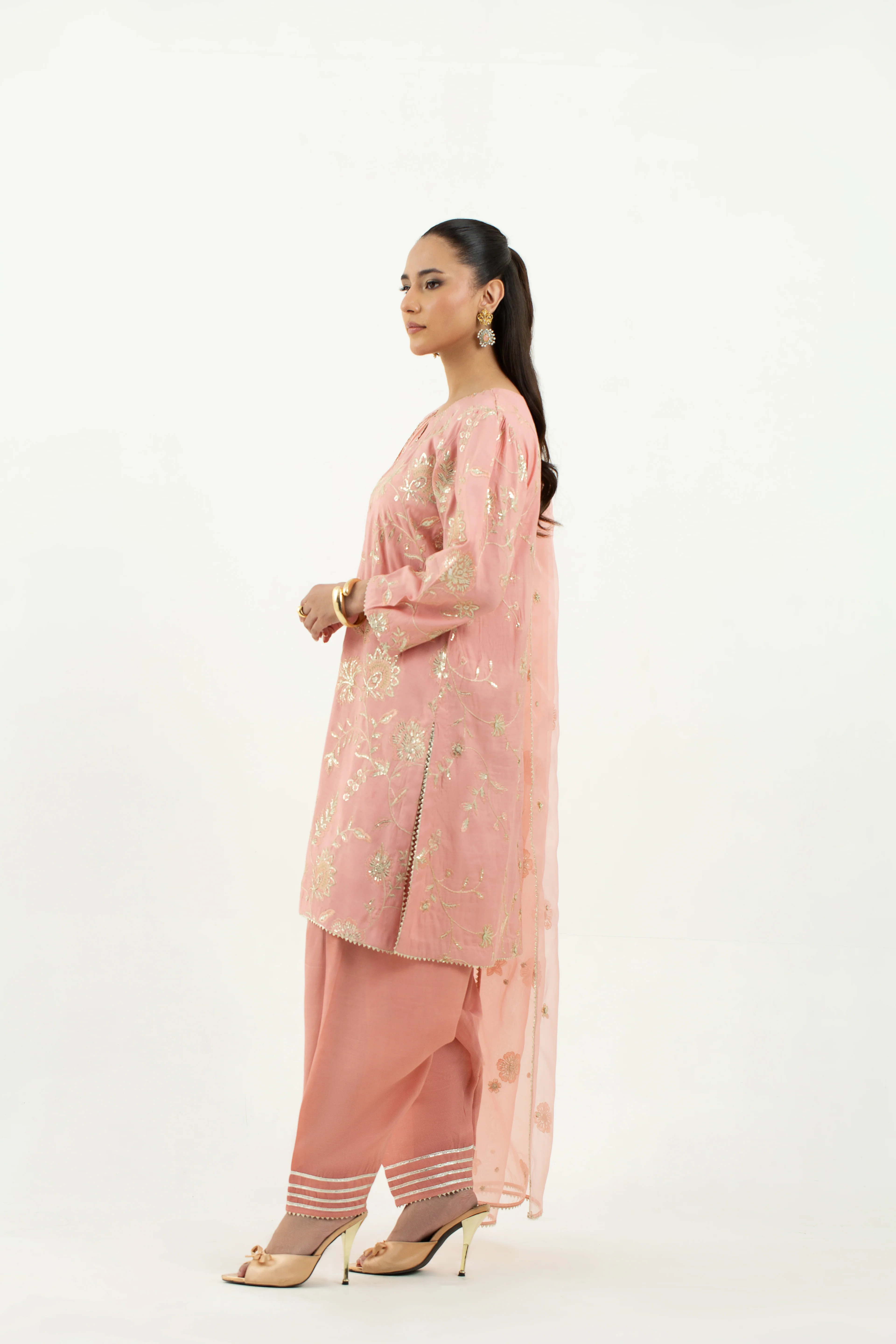 3 Piece - Embroidered Raw Silk Suit LFP1138 - Image 3