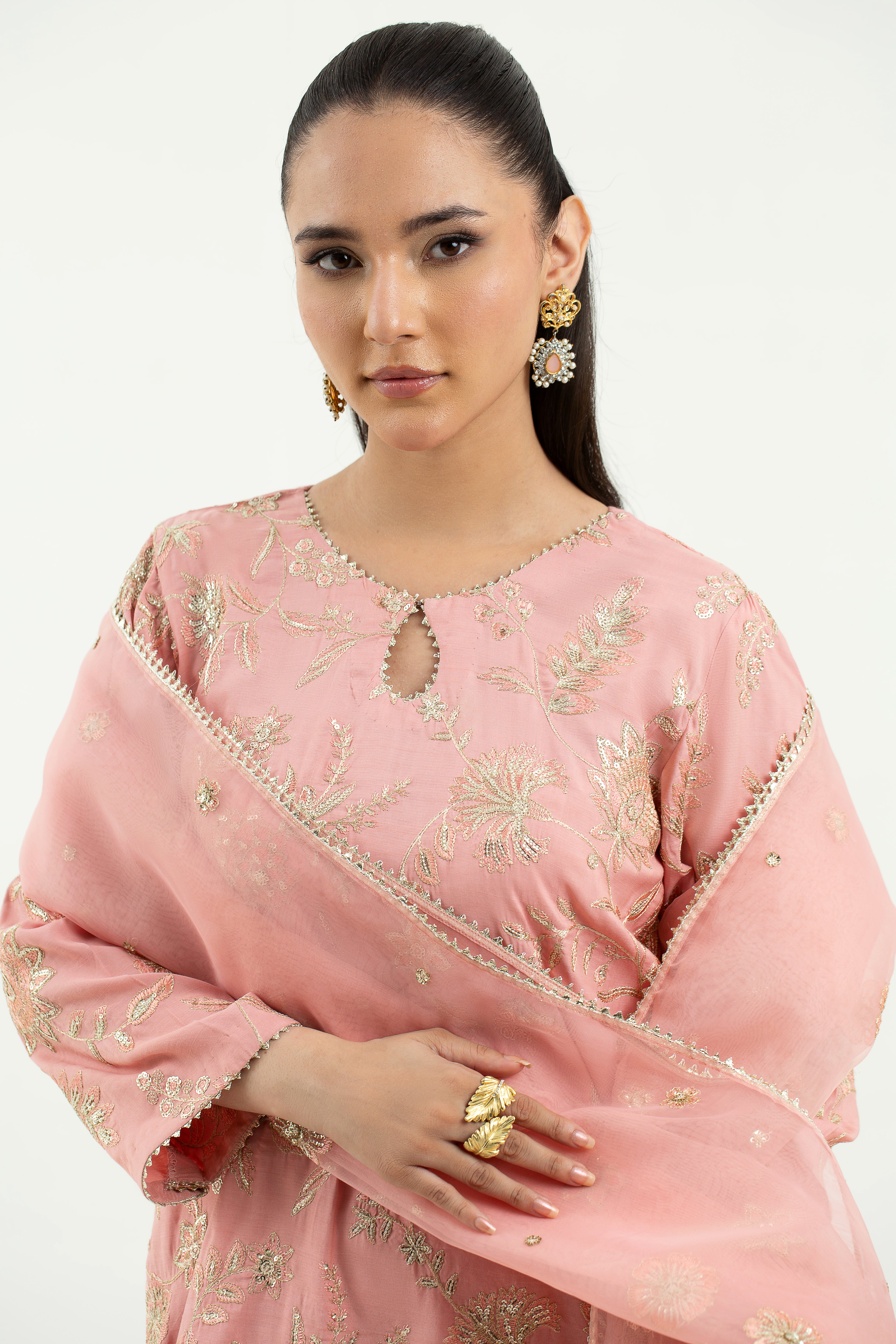 3 Piece - Embroidered Raw Silk Suit LFP1138 - Image 4