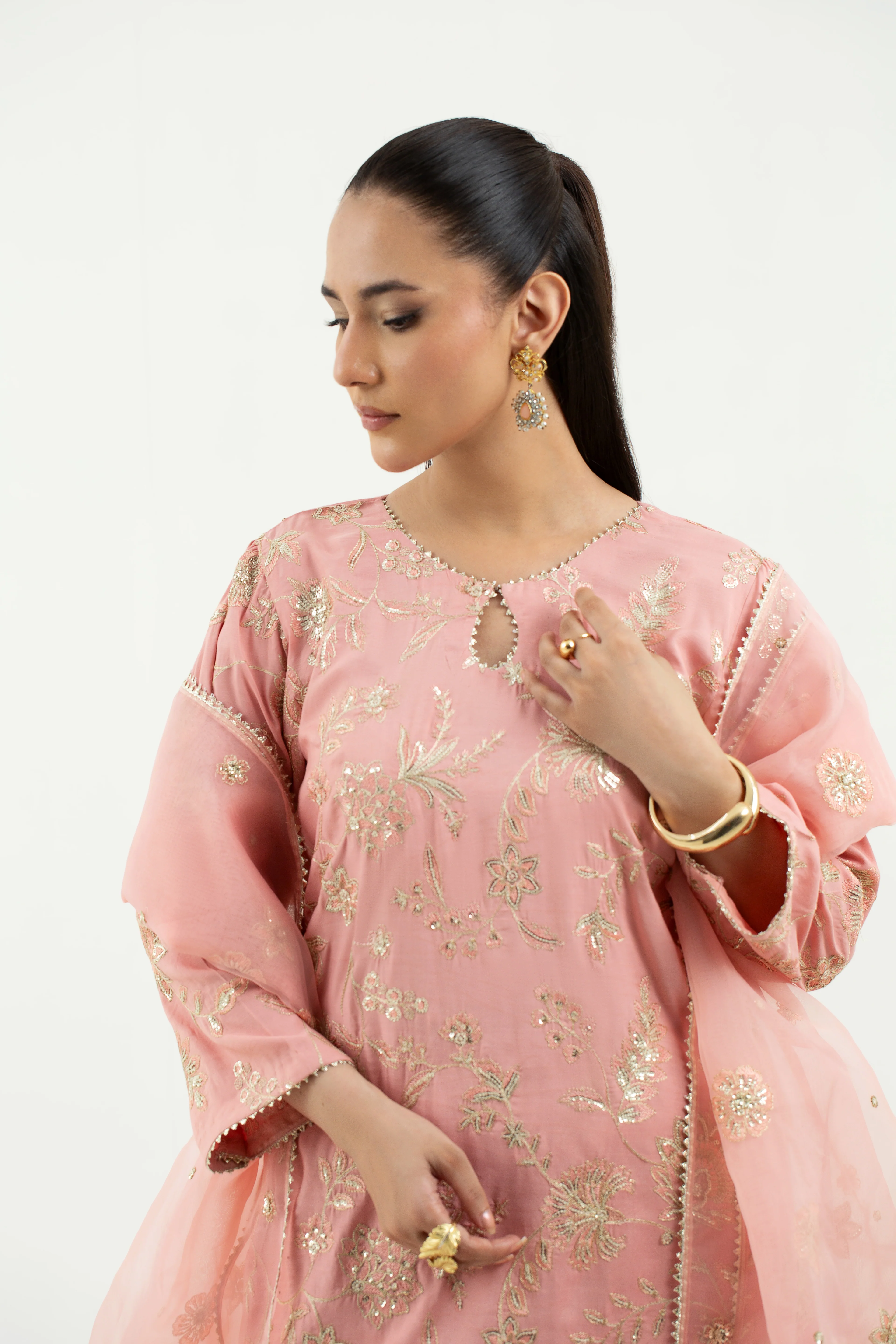 3 Piece - Embroidered Raw Silk Suit LFP1138 - Image 5
