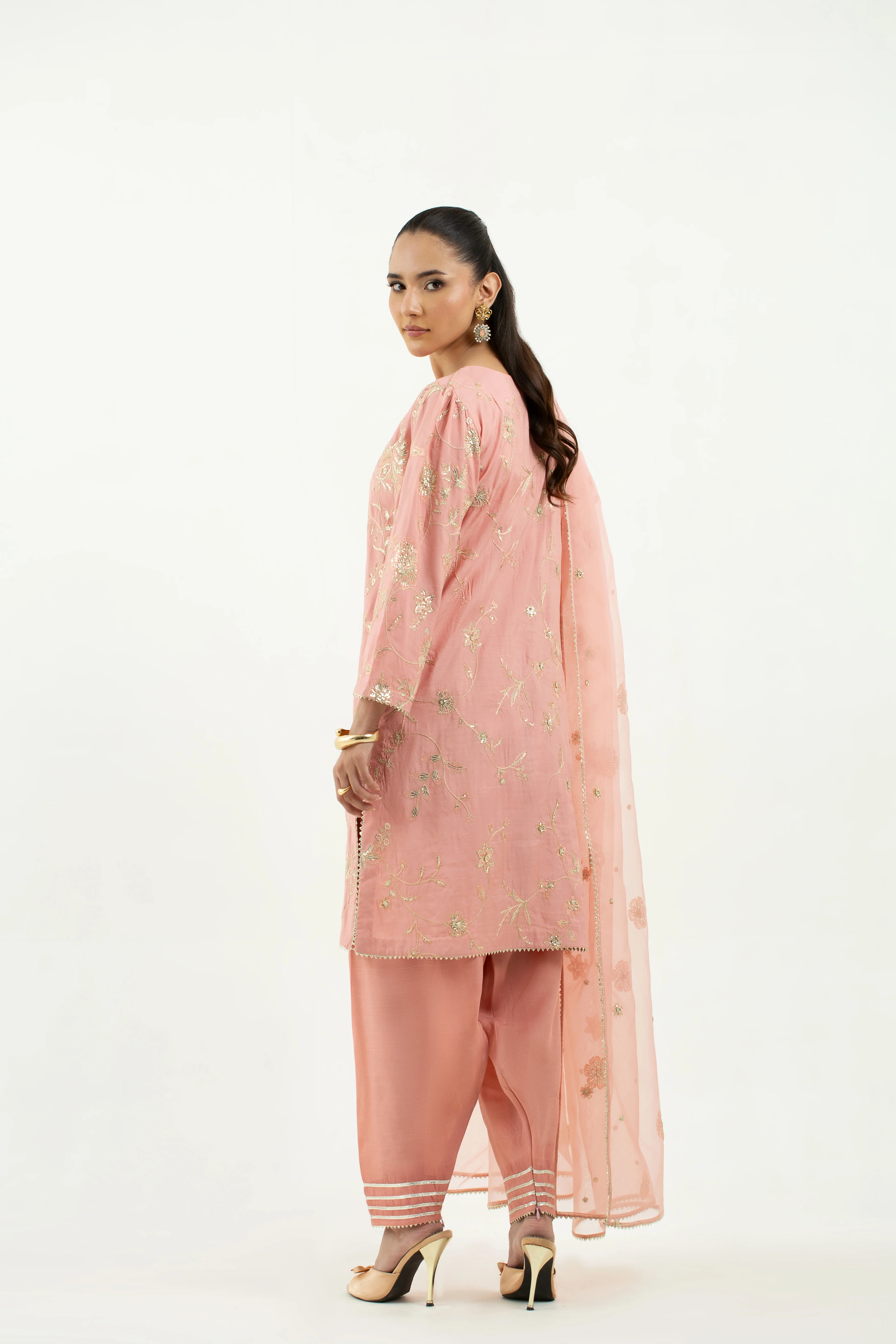 3 Piece - Embroidered Raw Silk Suit LFP1138 - Image 6