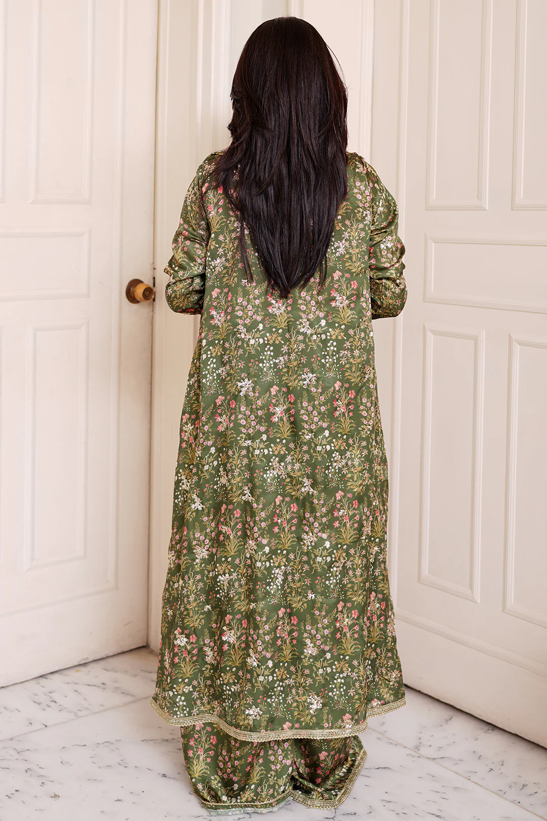 3 Piece - Embroidered Shamooz Silk Suit L1155 - Image 5