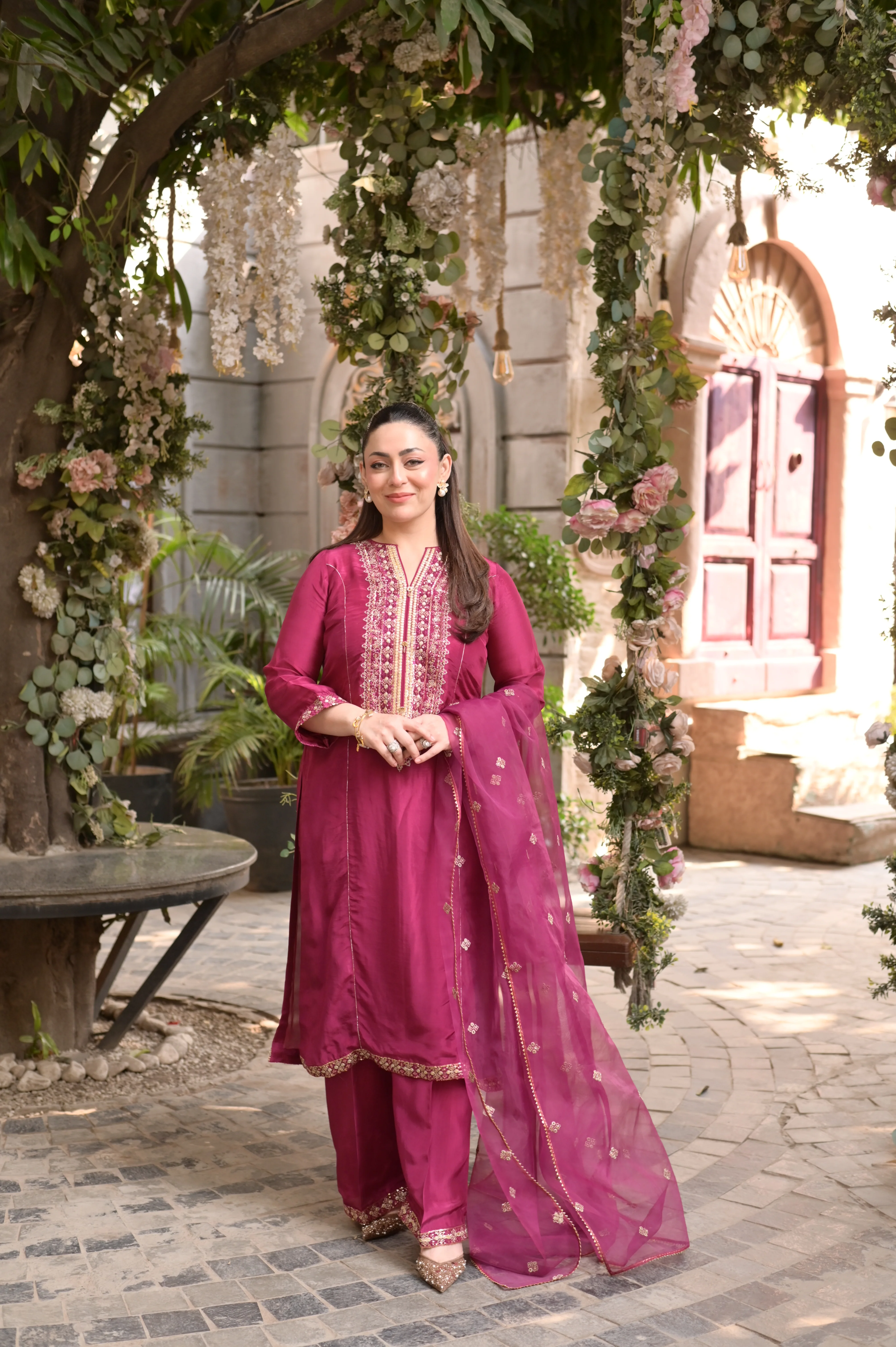 3 Piece - Premium Pure Silk Embroidered Suit LFP1147 - Image 4