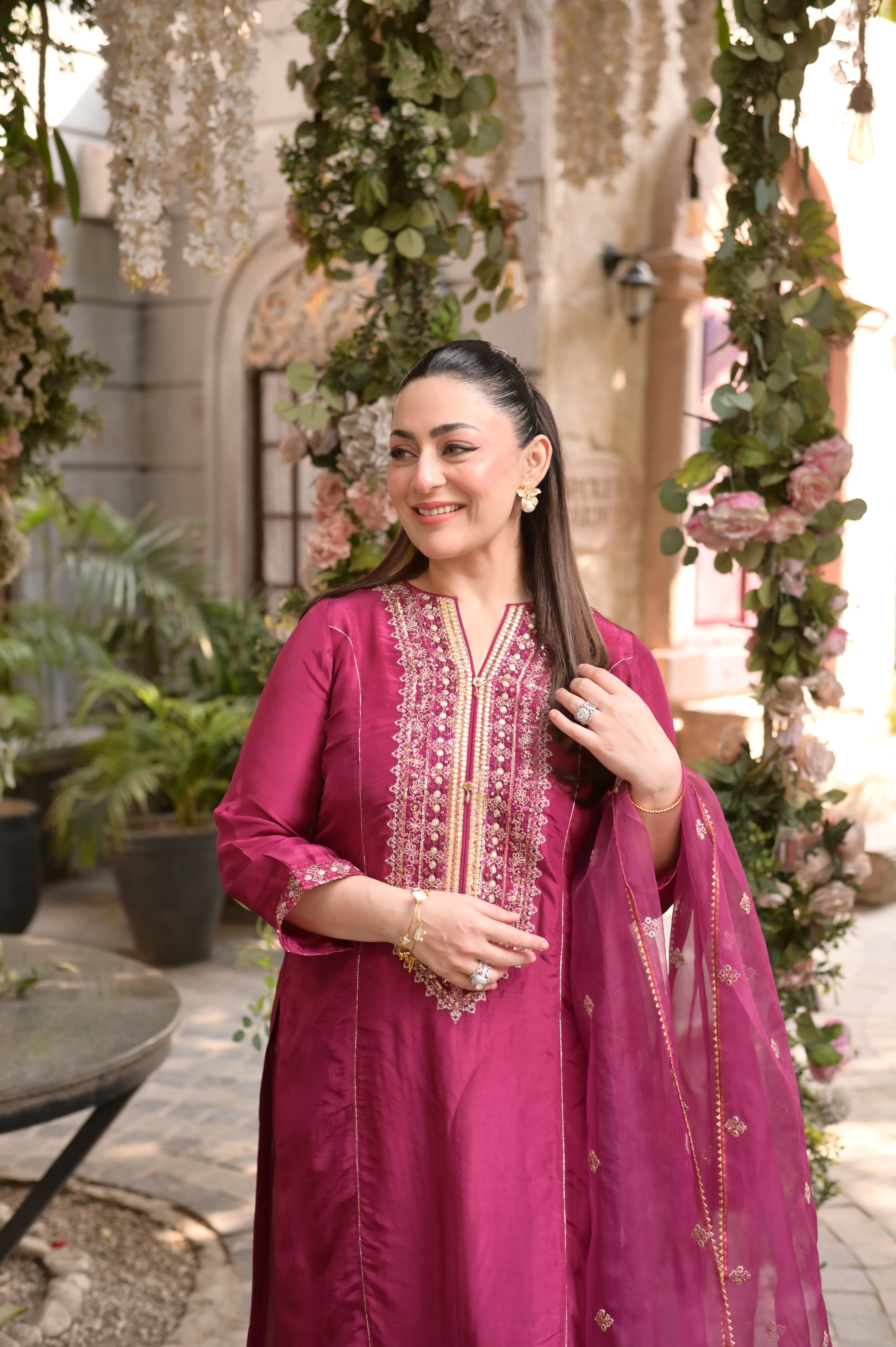 3 Piece - Premium Pure Silk Embroidered Suit LFP1147 - Image 7