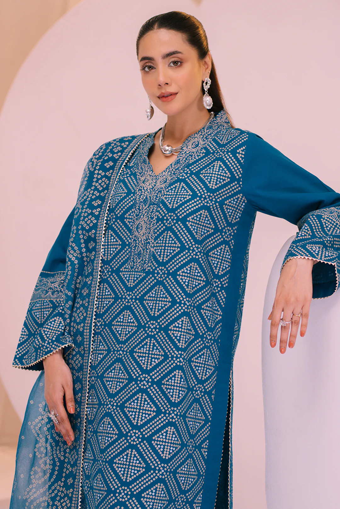 3 Piece - Block Print Cotton Suit P001223 - Image 4