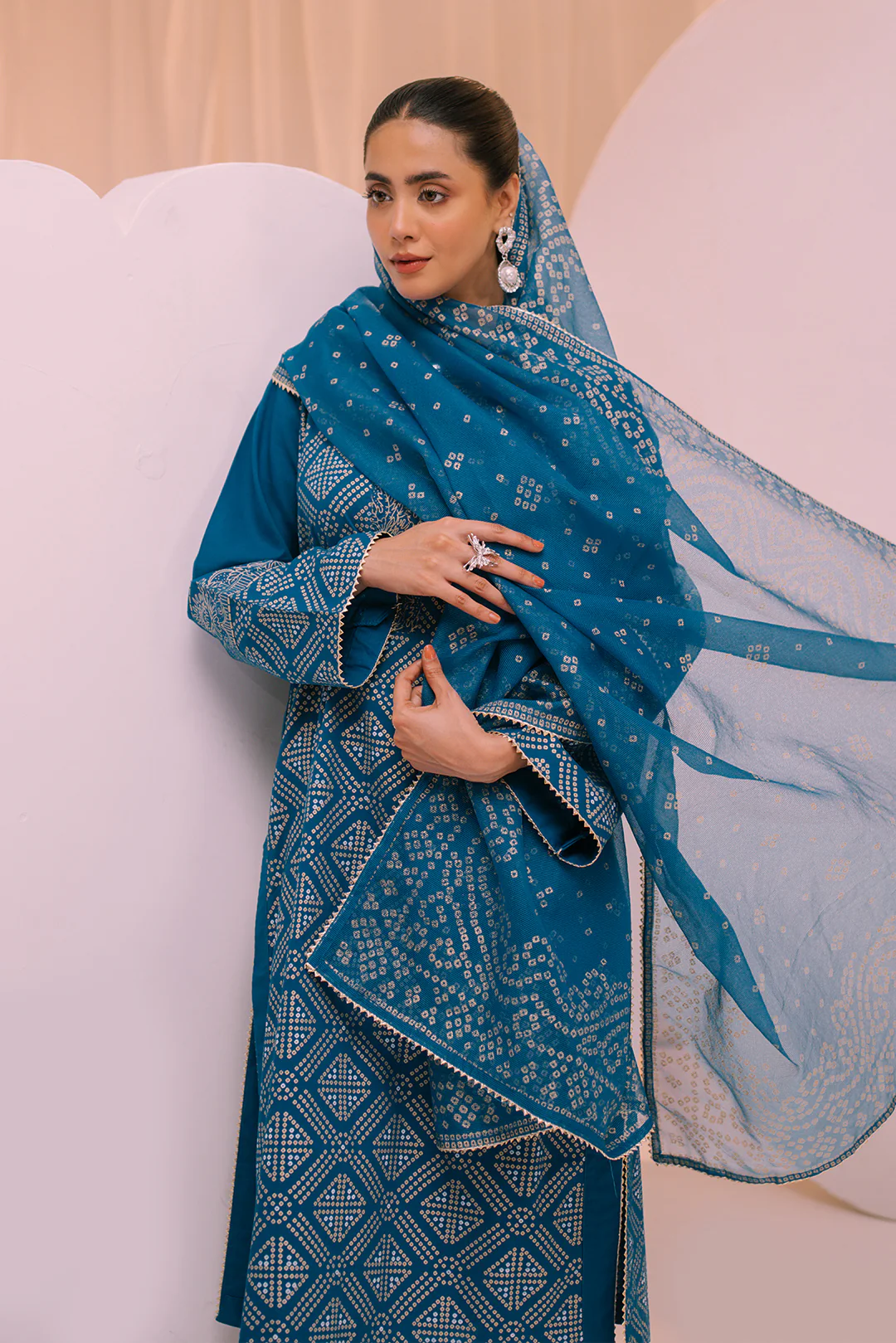 3 Piece - Block Print Cotton Suit P001223 - Image 5