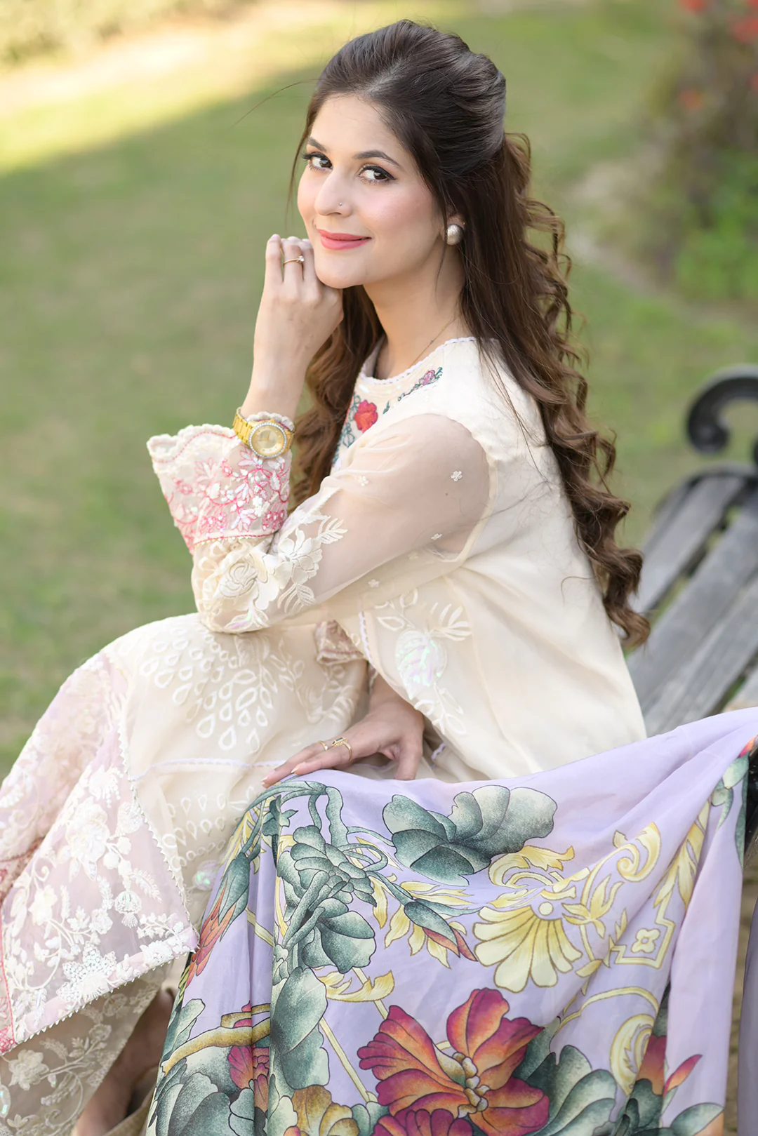 4 Piece - Embroidered Organza Suit L0948 - Image 6