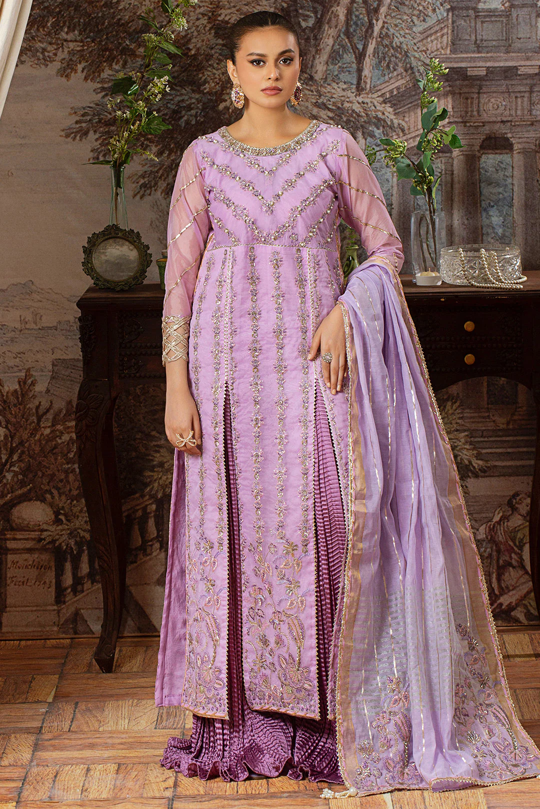 4 Piece - Embroidered Organza Suit L0956 - Image 4