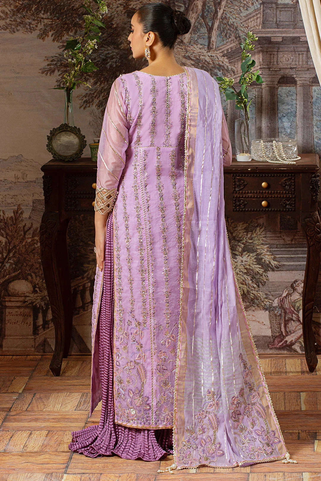 4 Piece - Embroidered Organza Suit L0956 - Image 6