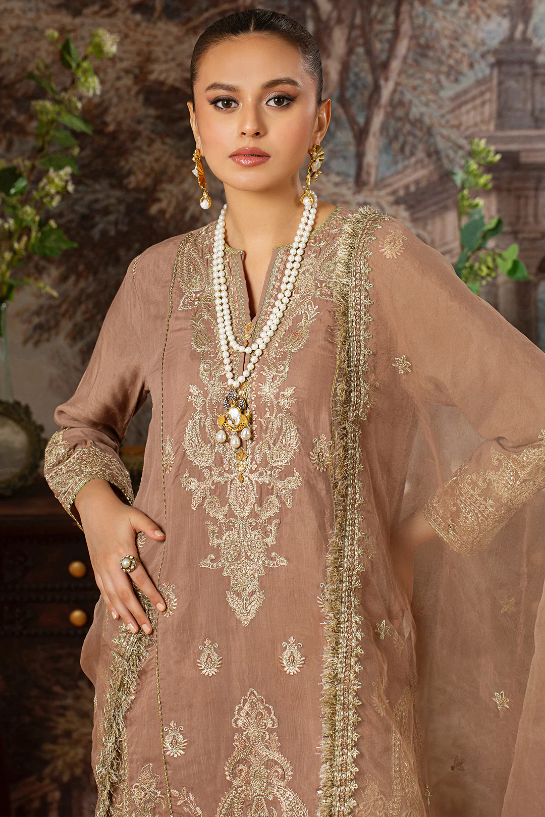 3 Piece - Embroidered Raw Silk Suit L1156 - Image 3