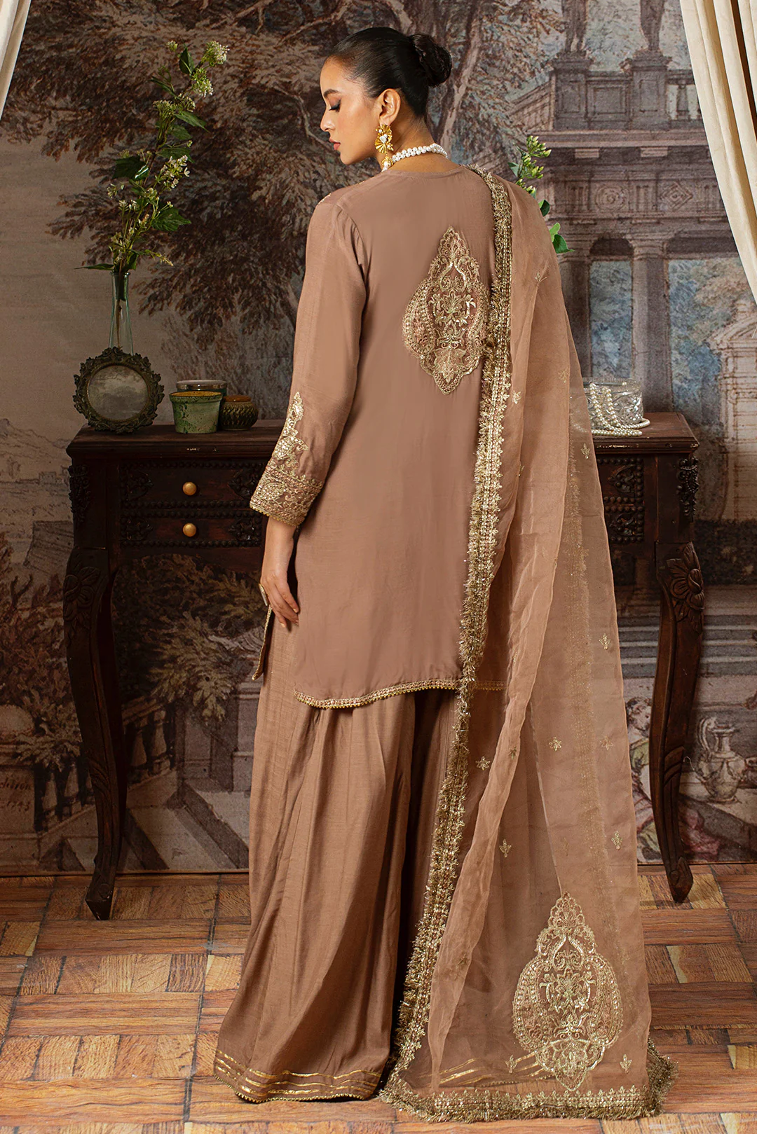 3 Piece - Embroidered Raw Silk Suit L1156 - Image 5
