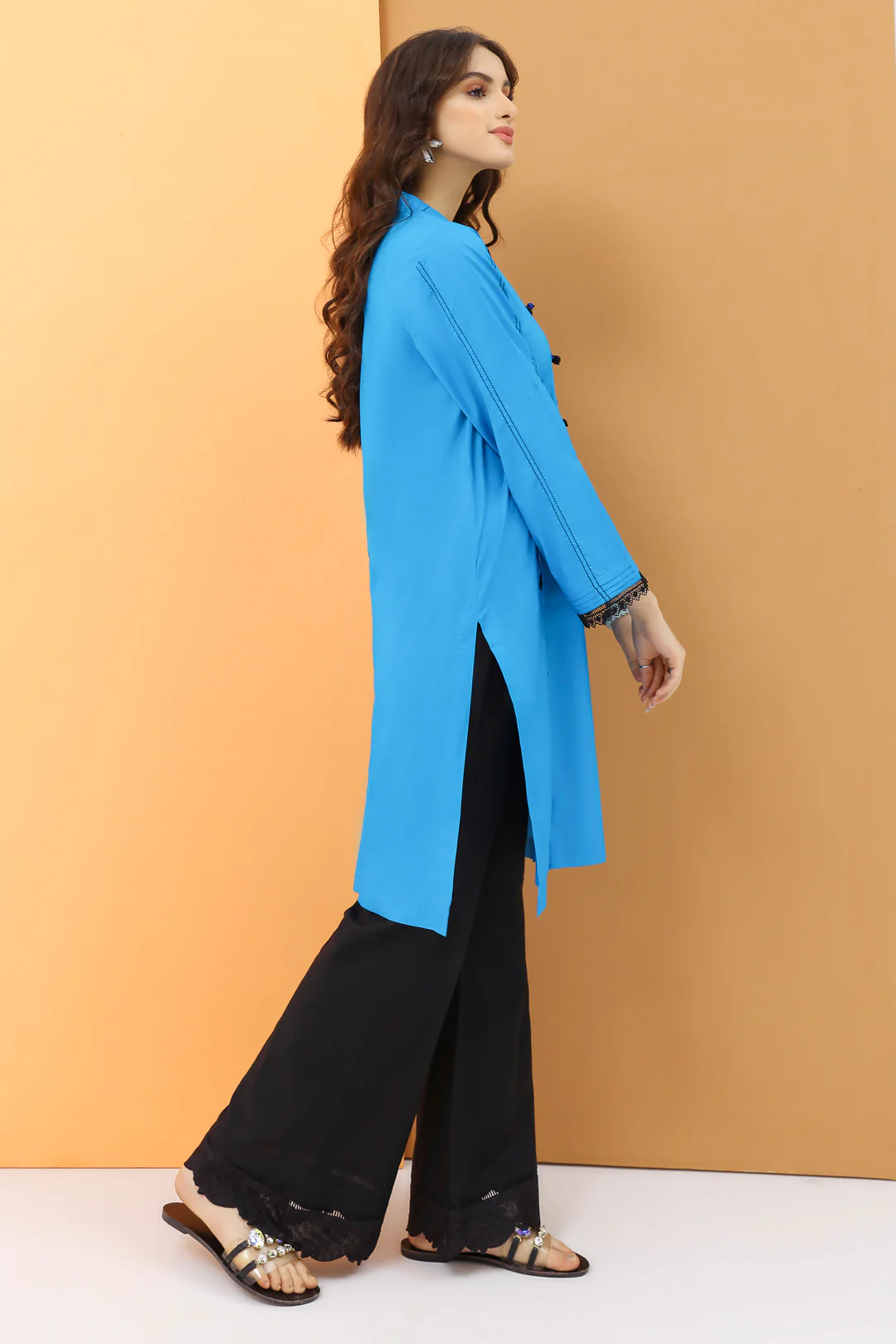 Single Shirt  Solid Texture Lawn P2056 - Image 3